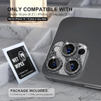 Choiche Compatible for iPhone 16 Pro/iPhone 16 Pro Max Camera Lens Protector, Bling Camera Cover with 9H Tempered Glass Lens Screen Protector Metal Ring Decoration Accessories (Glitter-Black)