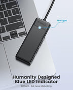 ORICO USB 3.0 Hub, 4-Port USB Hub with Long Cable, Ultra Slim USB Splitter for Laptop MacBook Pro, iMac, Surface Pro, XPS, PS5，PC, Flash Drive, Mobile HDD (Black/6ft)