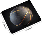 Mouse Pad, Golden Stripes Black Basketball Mouse Pads for Desk, 9.5" x 7.9" Non-Slip Rubber Base Computer Mousepad with Women, Portable Square Design for Wireless Mouse and Pad Laptop Office & Travel