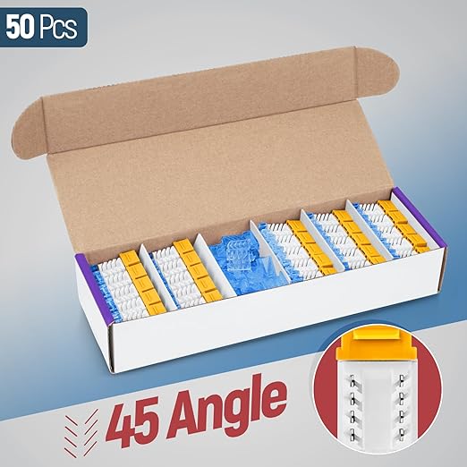 Everest 45° Angled RJ45 Cat5e Keystone Jacks 50-Pack in Yellow - Slim Profile Female RJ45 Connectors - Cat 5e Keystone Jack - Compatible with 45° Angled Speed Termination Tool - 45Term (B0BL3GS7ZY)