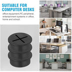 1" Black Desk Grommet, JTemgle Flexible Cable Grommet with Bi-Metal Hole Saw Cross Rubber Cable Hole Cover Wire Organizer Caps Desktop Cord Management for Home Office TV Stands Tabletops, 13 Pieces