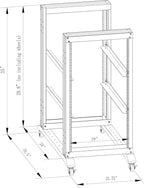 15U Server Rack/4-Post 19in Network Rack/Open Frame Rack with Wheels, Heavy-Duty Frame Cabinet/Adjustable Depth 24-22in GLOBALRACK(4POST-800-15U)
