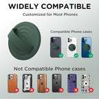 Magnetic Phone Ring Grip Holder, Silicone Finger Loop Grip, Compatible with MasSafe, Back of Phone for iPhone Pro Max/Plus/16/15/15/14/13/12 Series, Alpine Green