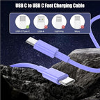 3-Pack Purple [3.3FT+6.6FT+10FT] 60W USB C to USB C Cable, Type C Fast Charging Cable for iPhone 16 15 Pro Plus Pro Max，for Galaxy S24 S23, for iPad Pro/Air, for MacBook Pro/Air and More