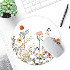 ITNRSIIET Round Mouse Pad with Stitched Edge Premium-Textured Waterproof Non-Slip Rubber Base Desktop Protection Mat Diameter 8.7 inches, Wildflowers