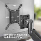 ONKRON Heavy Duty Monitor Arm for 17-57 Inch Screen up to 59.4 lbs, Ultrawide Monitor Mount with Gas Spring, VESA 75x75-200x200, Single Arm Screen Mount for Desk Swivel, Tilt, Rotation Black