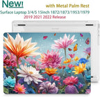 Tuiklol Case for 15 Inch Microsoft Surface Laptop 5/4/3 2022-2020, Model 1979/1953/1872/1873 Hard Shell Cover, Keyboard Cover+Screen Protector+Dust Plugs,Multicolored Floral