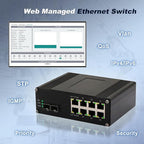 Managed 8-Port 2.5G Switch with 2-Port 10G SFP+, Industrial IEEE 802.3af/at 30W PoE Ethernet Switch, 48~57VDC Power Input, Plug & Play, Support QoS, Vlan, IGMP