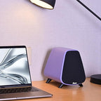 AS31 Active Bookshelf Speakers Bluetooth -2.0 Powered Speaker Stereo Computer Speakers for Desktop pc ，Monitor Speakers 80WRMS/3inch Bass RCA/Optic Inputs, Wooden Compact (Violet)