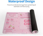 Pink Gaming Mouse Pad 31.5x11.8 Inch Pastel Game Over Large Mousepad Kawaii Office Decor for Women Non-Slip Rubber Base Stitched Edges Keyboard Mouse Mat Desk Pad for Office Home and Game