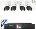 ONWOTE 4K NVR PoE Security Camera System 2 Way Audio, 8 Channel NVR 2TB, 4X 8MP Wired Outdoor IP Cameras, 125° FoV, AI Human Vehicle Detection Trigger Color Night Vision, CCTV Kit for Home Businesses