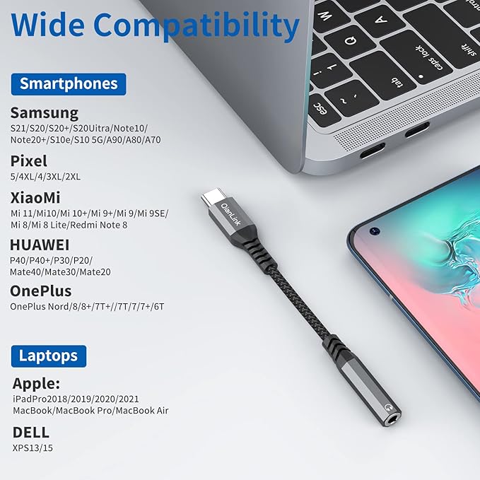 USB Type C to 3.5mm Female Headphone Jack Adapter, (2-Pack) USB C to Aux Audio Dongle Cable Cord for iPhone 15 16 17 Pro Max, Samsung Galaxy S25 S24 S23 S22 S21 S20 Ultra, Note 20, Pixel 8 9,iPad Pro
