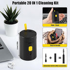 walrfid Laptop Phone Screen Cleaner Kit, Computer Keyboard Brush Cleaning Spray for iPhone AirPods MacBook iPad, 20-in-1 Electronic Device Clean Tool for Camera Earbud Car Screens (Black)