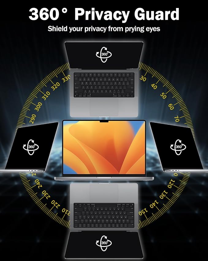 F FORITO 17.3 Inch 16:9 360° Laptop Privacy Screen Protector, Anti Peeping and Anti Glare Laptop Privacy Shield, Reduce Eye Strain & Eye Protection