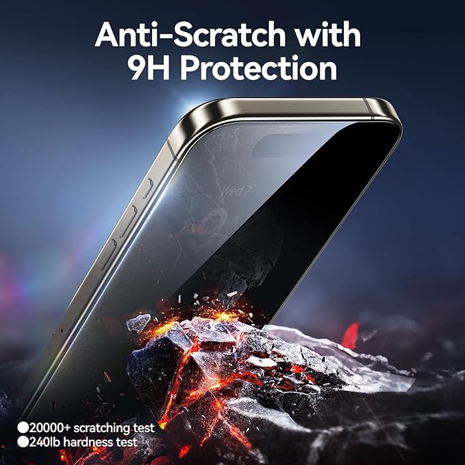 SMARTDEVIL 2PACK Privacy Screen Protector for iPhone 15 Pro Shatterproof Tempered Glass [True 28°Anti Spy] [9H Hardness] [Auto Dust-Elimination Install], [Bubble Free]