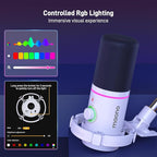 MAONO XLR/USB Dynamic Microphone Kit, RGB Podcast Mic with Software, Mute, Gain Knob, Volume Control, Boom Arm for Streaming, Gaming, Voice-Over, Recording-PD200XS White