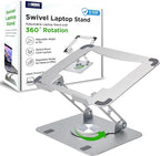Uncaged Ergonomics Swivel Laptop Stand for Desk, Adjustable Computer iPad Stand for Desk w/ 360 Rotation, Portable Laptop Holder for Home Office Ergonomic Supplies