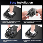 Tensea for iPhone 16 Pro/iPhone 16 Pro Max/iPhone 15 Pro/iPhone 15 Pro Max Camera Lens Protector, Metal Aluminum Alloy Tempered Glass Cover Camera Screen Protector Accessories, Case Friendly Black
