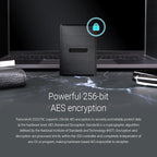 Transcend 2TB External SSD for iPhone/iPad/Mac/Windows/Android, PC/Laptop/Tablet/TV/Game Console, Portable Solid State Drive with One Touch Back up, One-Time Password Unlock, Type-A&Type-C Cables