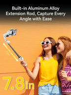 Gimbal Stabilizer for iPhone, Phone Gimbal with Face/Object Tracking for Vlog Recording, 3-Axis Phone Stabilizer with 7.8' Extension Rod and OLED Display for iPhone/Android-Smart X2 White