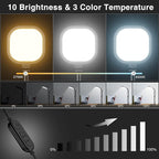 2 Packs Video Conference Lights for Zoom Meeting, Podcast Lighting Kit for Working from Home Office, Desktop Video Light with Stand and Phone Holder CRI 97.8