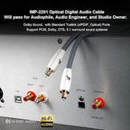 Digital Fiber Optic Audio Cable for Sound Bar Toslink Cord Male to Male 24K Gold Plated Connector Optical Audio Cable 6ft 10ft S/PDIF Glass Core, 6.56feet/2M IMP-2201