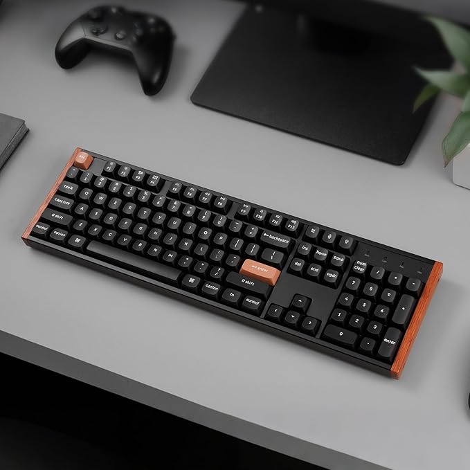 Keychron K10 HE Hall Effect Keyboard Wireless, Magnetic Switch Hot Swappable, Adjustable Actuation Rapid Trigger Mode with Aluminum + Wood Frame, Full-Size Custom RGB for Mac Windows Linux - Black