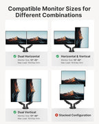 HUANUO Dual Monitor Stand - Full Adjustable Monitor Desk Mount Swivel Vesa Bracket with C Clamp, Grommet Mounting Base for 13 to 32 Inch Computer Screens - Each Arm Holds 4.4 to 19.8lbs
