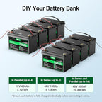 HQST 12 Volt 100Ah Lithium Iron Phosphate Battery with LED Meter,LiFePO4 Battery,10 Year Lifetime,Low & High Temp Protection,Supports in Series and Parallel for RVs,Trolling Motors Boats,Marine-4 Pack