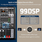 Audio Mixer, TKLBLS Professional 16 Channel DJ Mixer Board with 99-Bit DSP, Sound Board Mixing Console 7-Band EQ Output, USB Audio Interface, Bluetooth 48V Phantom Power For Karaoke Studio Streaming