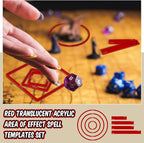 Sintuff 15 Pcs Spell AOE Damage Template Translucent Acrylic Area of Effect Spell Set Include 5 Cube 4 Circle 2 Cone 4 Line Templates for Gifts Tabletop RPG Gaming Accessories(Red)