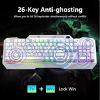 AULA Gaming Keyboard, T102 104 Keys Keyboard and Mouse Combo, USB Wired Computer Keyboards Mechanical Feel Full Size, RGB Backlit for PC/Laptop Gaming or Working/Office (White)