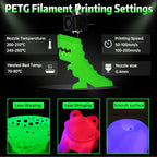 SUNLU PETG Glow in The Dark Filament, Luminous PETG 3D Printer Filament 1.75mm, High Brightness and Long Time Filament, Dimensional Accuracy +/- 0.02mm, 1kg Spool. (White, Glow Green)
