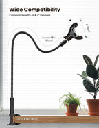Lamicall Gooseneck Phone Holder Bed - [Nylon Braided] Flexible Arm, 38inch Overall Length, 360 Adjustable Clamp Clip, Overhead Cell Phone Mount Stand for Bed, Desk, 4-7” Cellphone