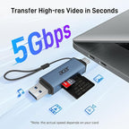 Acer SD Card Reader USB C, Dual Slots USB 3.0 Type C to Micro SD Card Adapter, Memory Card Reader for MicroSD, SDHC, SDXC, Compatible with Laptop, PC, iPhone16/15, MacBook, iPad Pro, Android-Midnight
