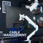 VIVO Articulating Single 17 to 27 inch Pneumatic Spring Arm Clamp-on Desk Mount Stand | Fits 1 Monitor Screen with Max VESA 100x100, White (STAND-V101OW)