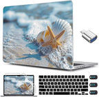 CISSOOK Compatible with MacBook Air 13.6 inch Case 2025 2024 2022 Release M4 A3240 M3 A3113 M2 A2681, Plastic Hard Shell Protective Case with Keyboard Cover Screen Protector, Beach&Shell