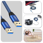 USB to USB Cable 15FT,Durable Braidedfor USB 3.0 Male to Male Type A to Type A Cable Data Transfer Compatible with Hard Drive, Laptop, DVD Player, TV, USB 3.0 Hub, Monitor, Camera, Set Up Box and More
