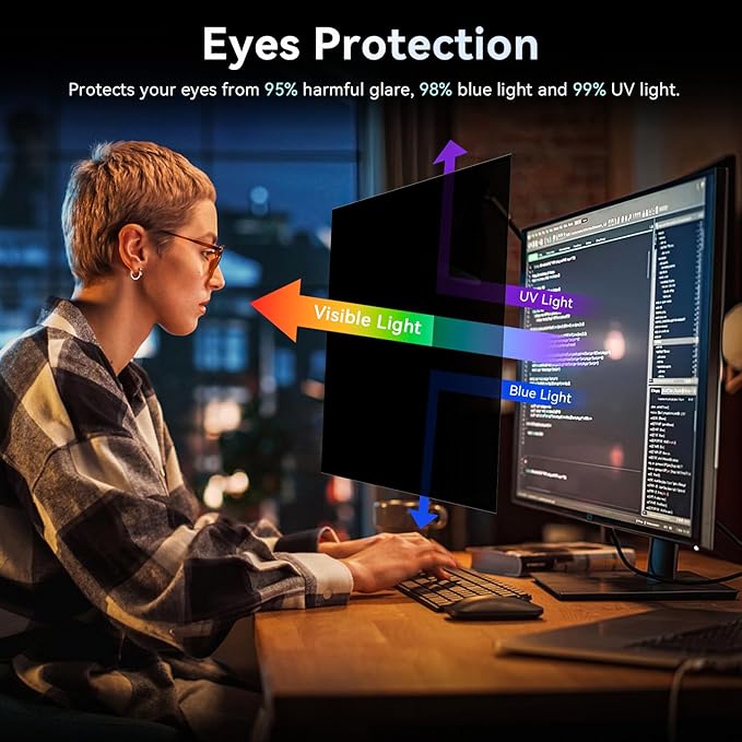[2-Pack] 34 Inch Computer Privacy Screen Filter for 21:9 Widescreen Monitor, Removable Eye Protection Anti Glare Blue Light Filter Privacy Shield, Anti Spy Screen Protector Film 34 in