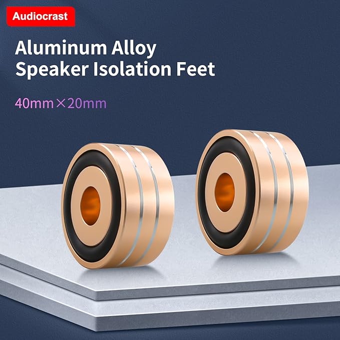 Audiocrast 4X HiFi Speaker Spikes Isolation Feet Pad, Aluminum 40x20mm Turntable Stand Feet Amplifier Shock Absorber Non-Slip Hi-End Floor Protector for Subwoofer DAC CD Turntable Amp