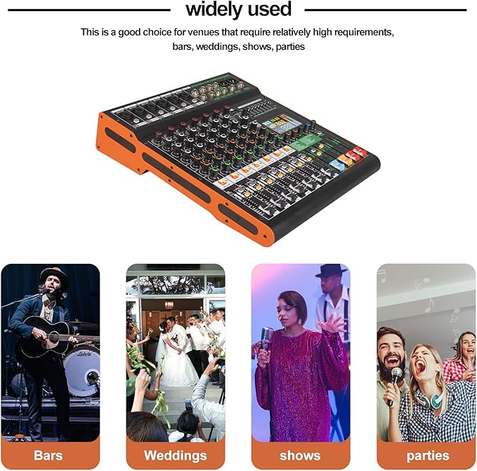 Depusheng TG8 professional dj audio mixer 8 channel input and dual group output with 99-bit dps reverb chip bluetooth usb recording and mp3 playback suitable for stage, bar, recording studio
