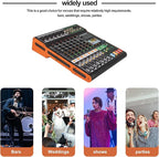 Depusheng TG8 professional dj audio mixer 8 channel input and dual group output with 99-bit dps reverb chip bluetooth usb recording and mp3 playback suitable for stage, bar, recording studio