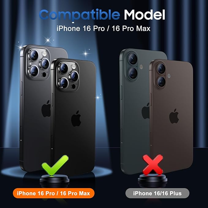 UniqueMe for 3 Pack iPhone 16 Pro/iPhone 16 Pro Max Camera Lens Protector - [Drop Protection] [Case Friendly] 9H Tempered Glass Camera Cover Screen [Update New Version]