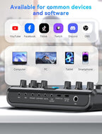 SINWE Podcast Equipment Bundle for 2,Audio Interface with Podcast Microphone for Smartphone & PC,All-in-One DJ Mixer,Plug-and-Play,Perfect for Streaming, Singing, YouTube & Gaming