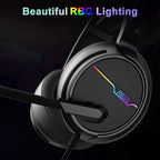 Jeecoo V20U USB Pro Gaming Headset for PC - 7.1 Surround Sound Headphones with Noise Cancelling Microphone- Memory Foam Ear Pads for Laptop Computers