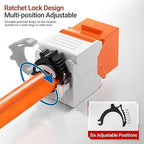 AMPCOM CAT6 RJ45 Keystone Jack - Reusable UTP Ethernet Wall Jack with Adjustable Ratchet Lock Design, No Tool and Zip Tie Required - 50u Gold Plated - Orange (6-Pack)