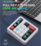 Adventurers K812 Wired Mechanical Numeric Keypad, 19-Key Hot-Swappable RGB Numpad, Macro Programmable, Detachable Type-C Cable, Game/Office Mode Switch – for PC/Laptop/Desktop (White)