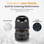 QILIPSU 50pcs 3/8" NPT Cable Gland Waterproof IP68 Nylon Cable Pass Through Cord Grip Connector Strain Relief Wire Grommet