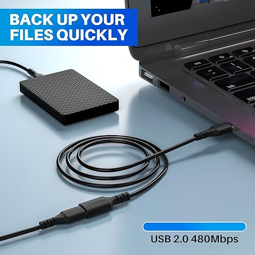 3 Pack USB Extension Cable 6 FT, USB 2.0 Type A Male to Female Extender Cord Adapter, Compatible with Printer, Keyboard, Mouse, Flash Drive, Hard Drive, Controller, Black Cable with 5 Cable Ties