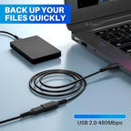 3 Pack USB Extension Cable 6 FT, USB 2.0 Type A Male to Female Extender Cord Adapter, Compatible with Printer, Keyboard, Mouse, Flash Drive, Hard Drive, Controller, Black Cable with 5 Cable Ties